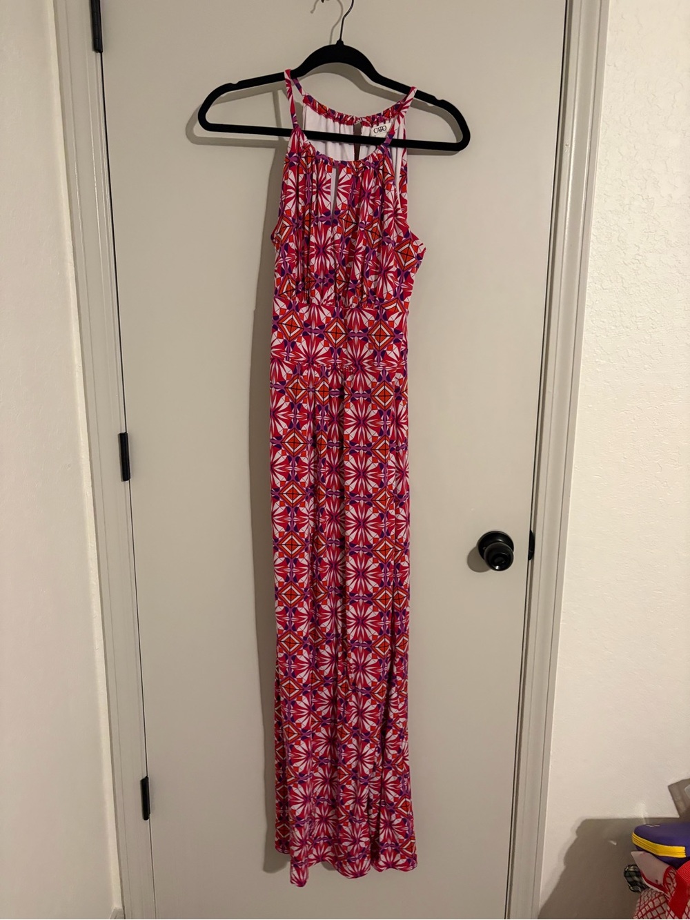 Cato Pink & Red Geometric-Print Girls One-Piece Maxi